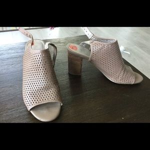 Beige Franco Sarto Peep Toe Heeled Sandals